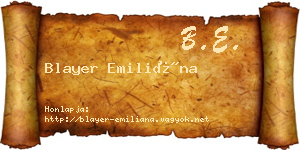 Blayer Emiliána névjegykártya